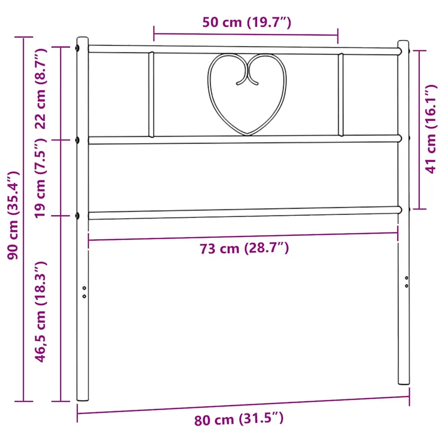 Tête de lit de remplacement métal noir 75 cm - 7