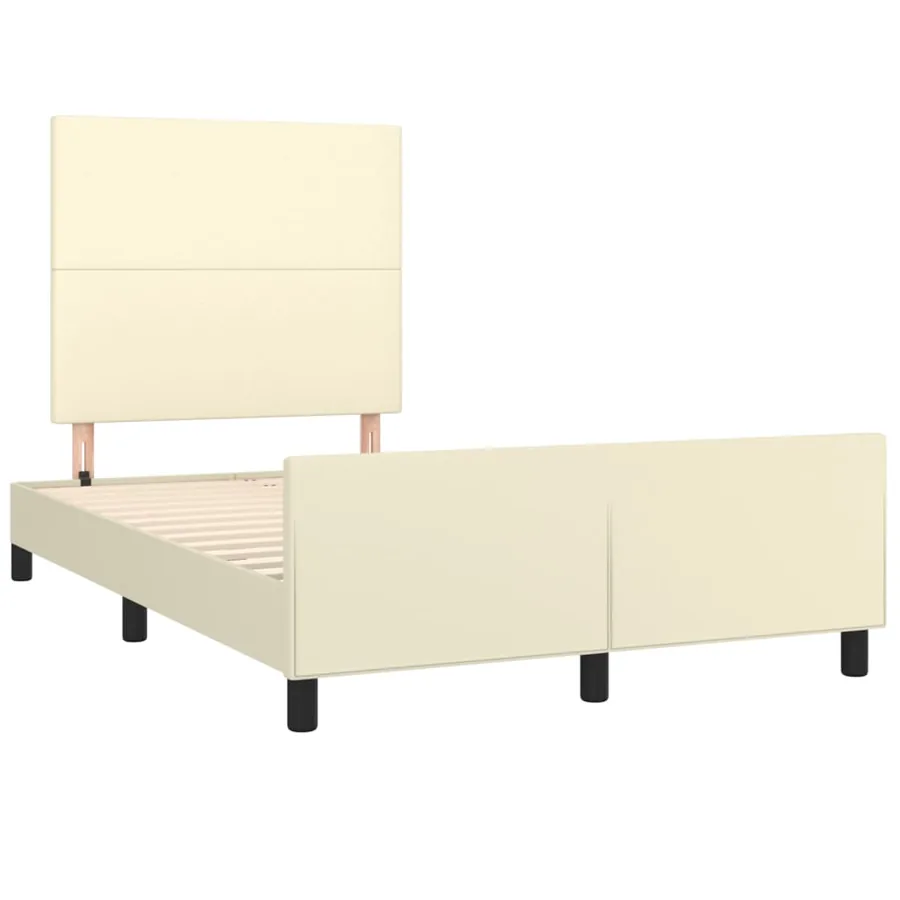 Cadre de lit avec tête de lit Crème 120x200 cm Similicuir - 4