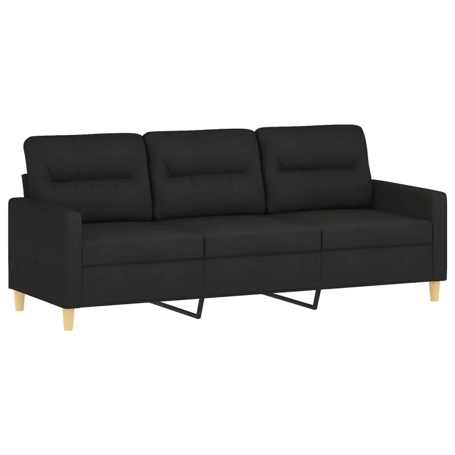 Ensemble de canapés 2 pcs avec coussins noir tissu - 4
