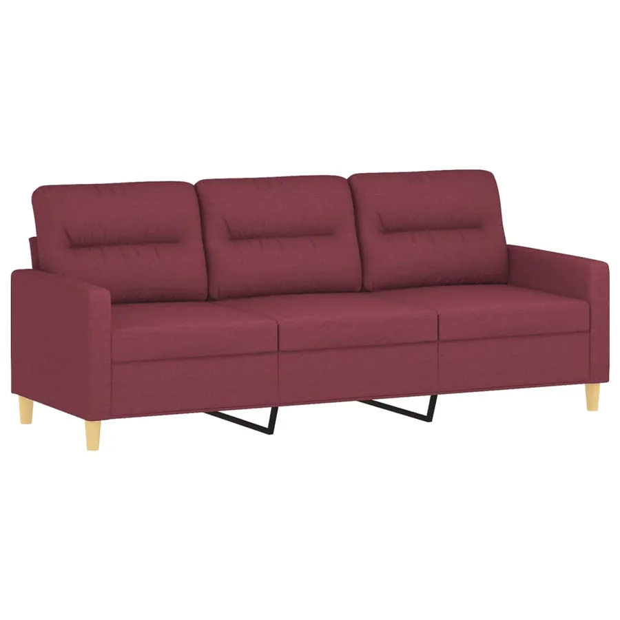 Ensemble de canapés 3 pcs avec coussins rouge bordeaux tissu - 5