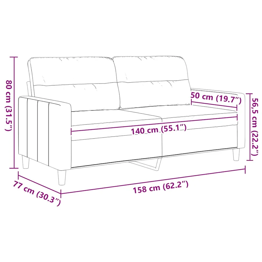 Canapé à 2 places Gris foncé 140 cm Tissu - 9