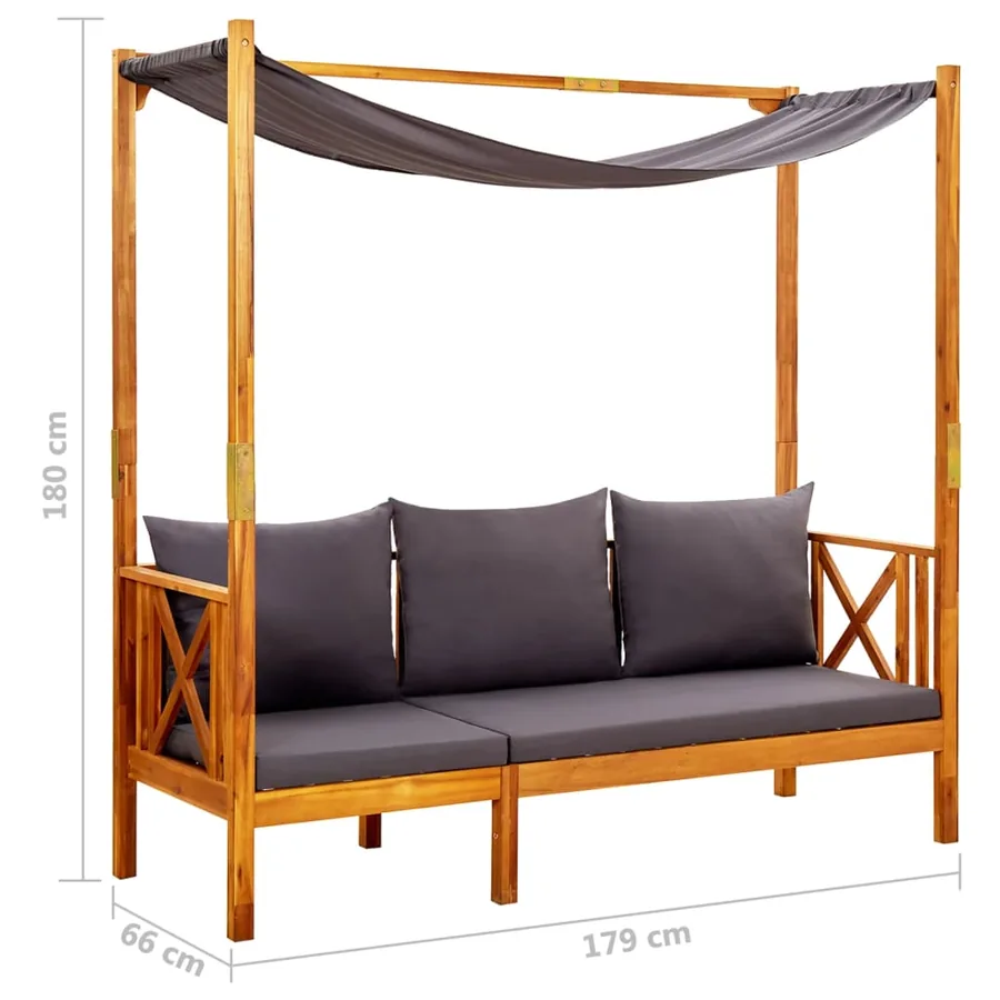 Banc de jardin avec auvent Bois d'acacia solide - 8