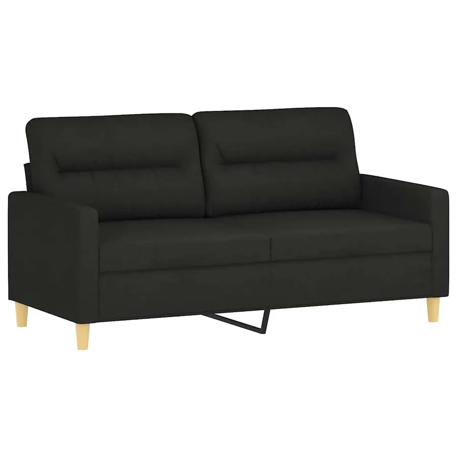 Canapé 2 places avec oreillers décoratifs noir 140 cm tissu - 4
