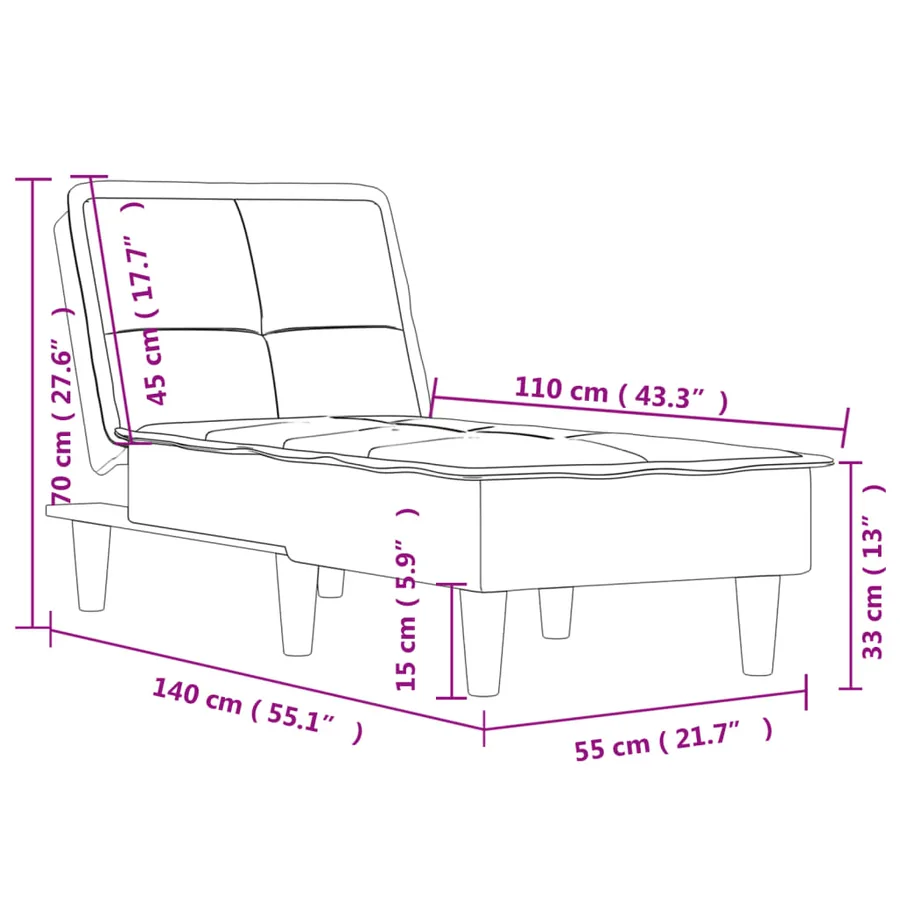 Chaise longue gris foncé tissu - 10