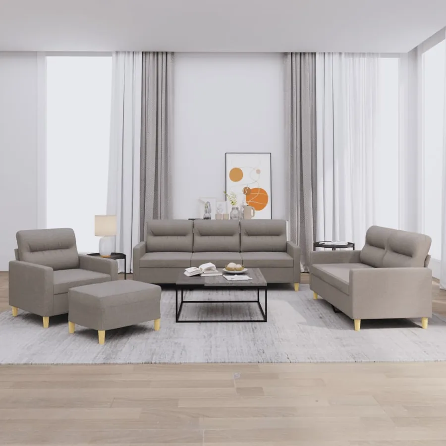 Ensemble de canapés 4 pcs avec coussins Taupe Tissu
