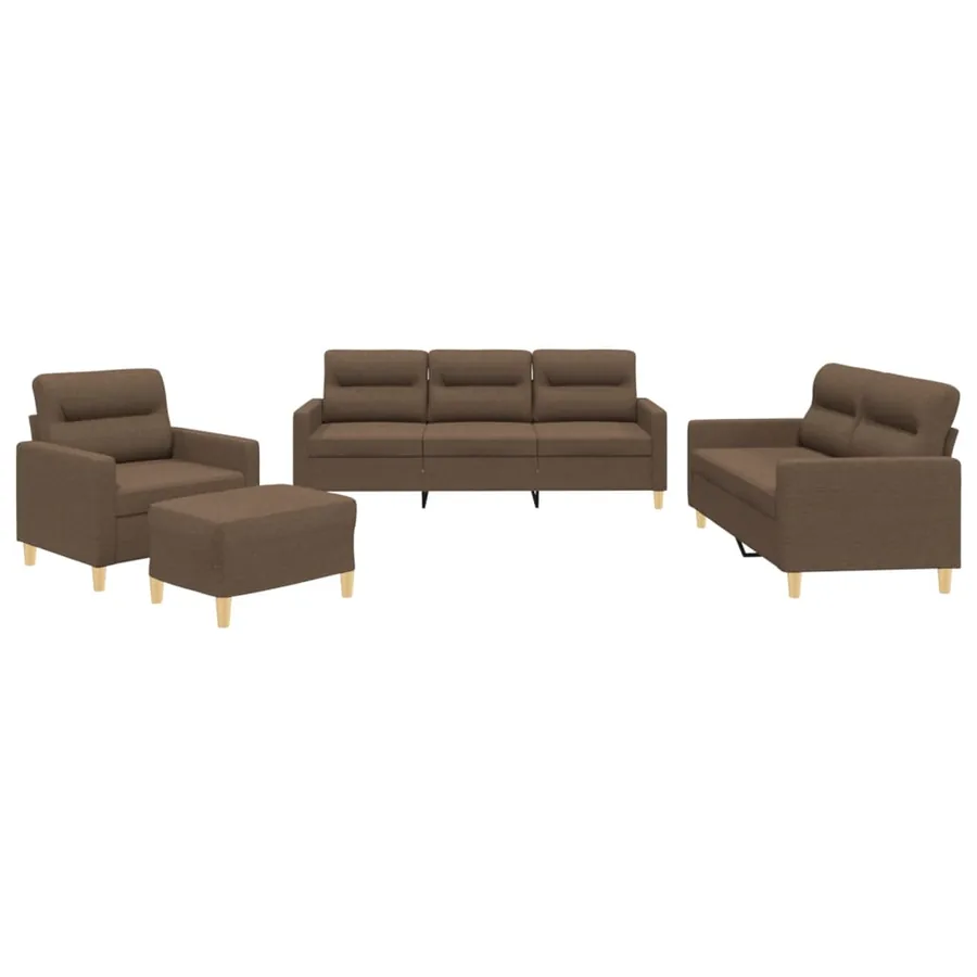Ensemble de canapés 4 pcs avec coussins Marron Tissu - 2