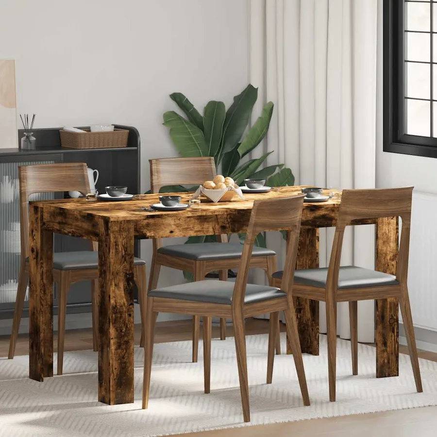 Table à manger chêne fumé 140x74,5x76 cm bois d'ingénierie