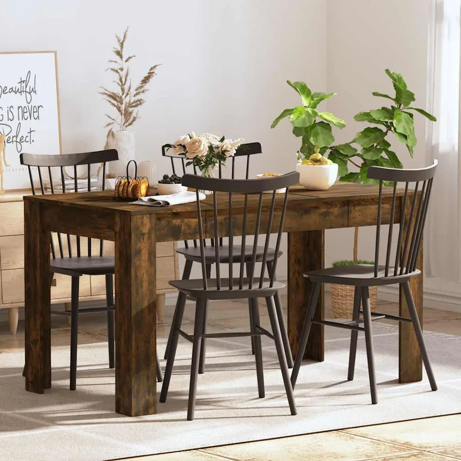 Table à manger chêne fumé 140x74,5x76 cm bois d'ingénierie - 4