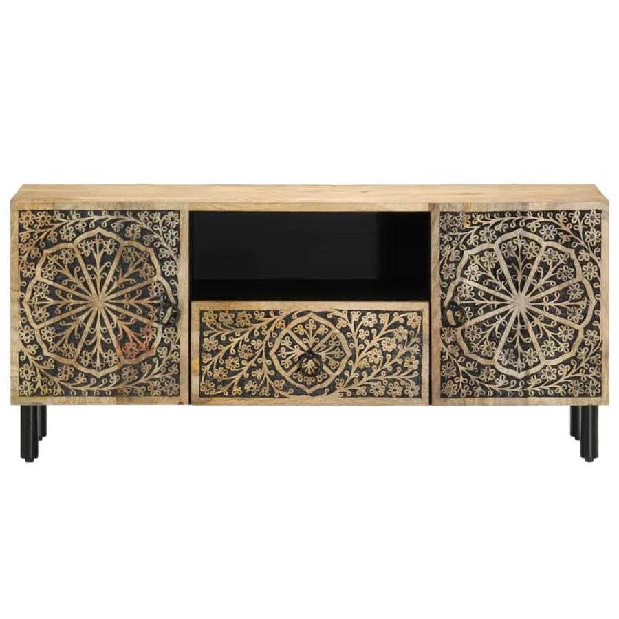 Meuble TV 105x33x46 cm Bois massif de manguier - 5