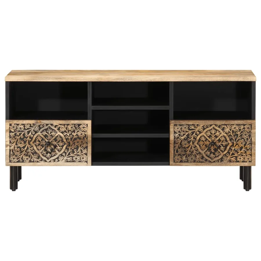Meuble TV 100x33x46 cm bois massif de manguier - 5