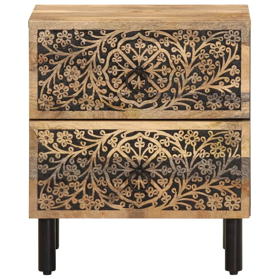 Tables de chevet 2 pcs 40x33x46 cm Bois de manguier solide - 6