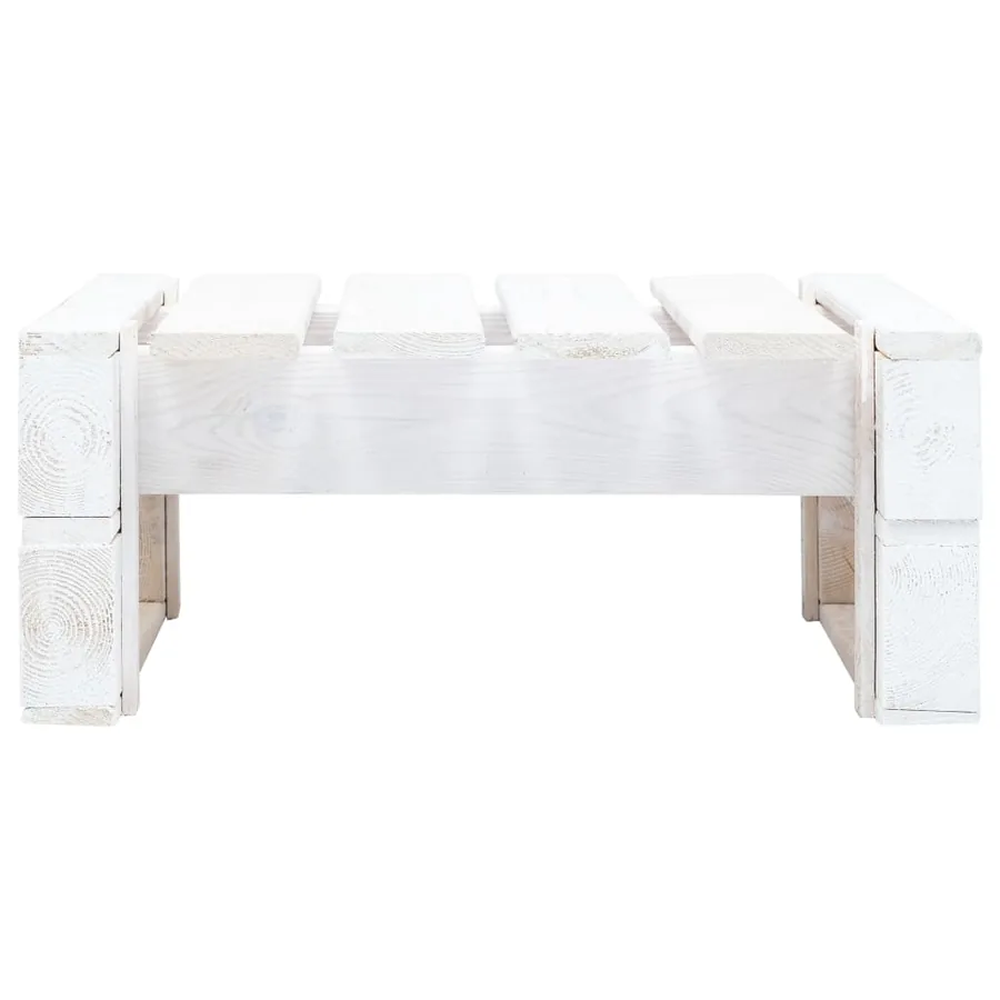 Repose-pied palette de jardin bois blanc - 2