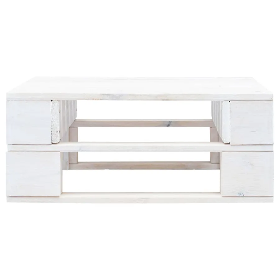 Repose-pied palette de jardin bois blanc - 3