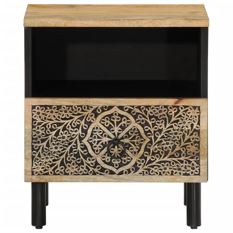 Table de chevet 40x33x46 cm Bois de manguier solide - 5