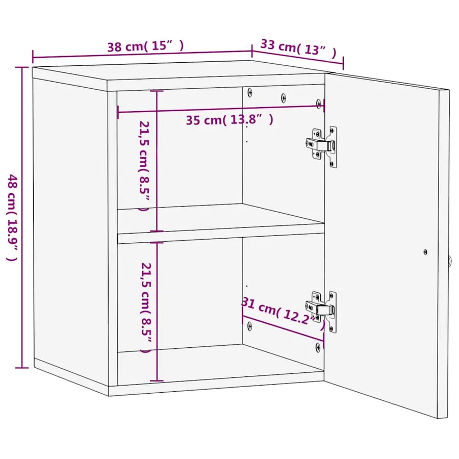 Armoire de salle de bain murale 38x33x48cm bois massif manguier - 10