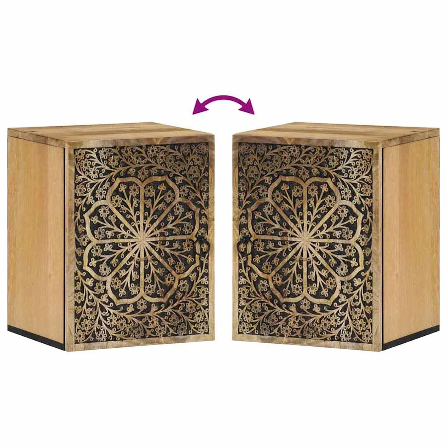 Armoire de salle de bain murale 38x33x48cm bois massif manguier - 6