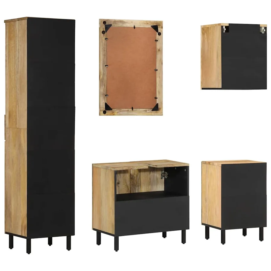 Ensemble de meubles de salle de bain 5 pcs bois manguier massif - 4