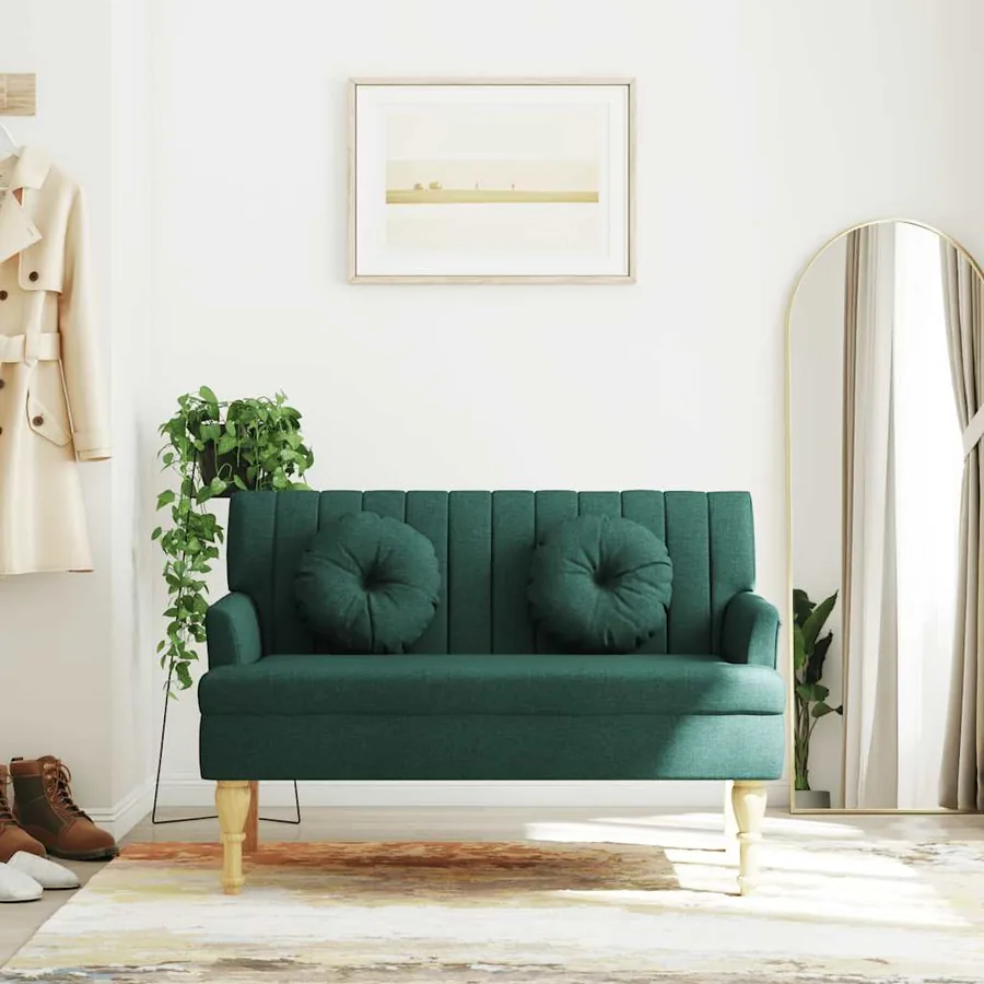 Banc avec coussins vert foncé 113x64,5x75,5 cm tissu - 3