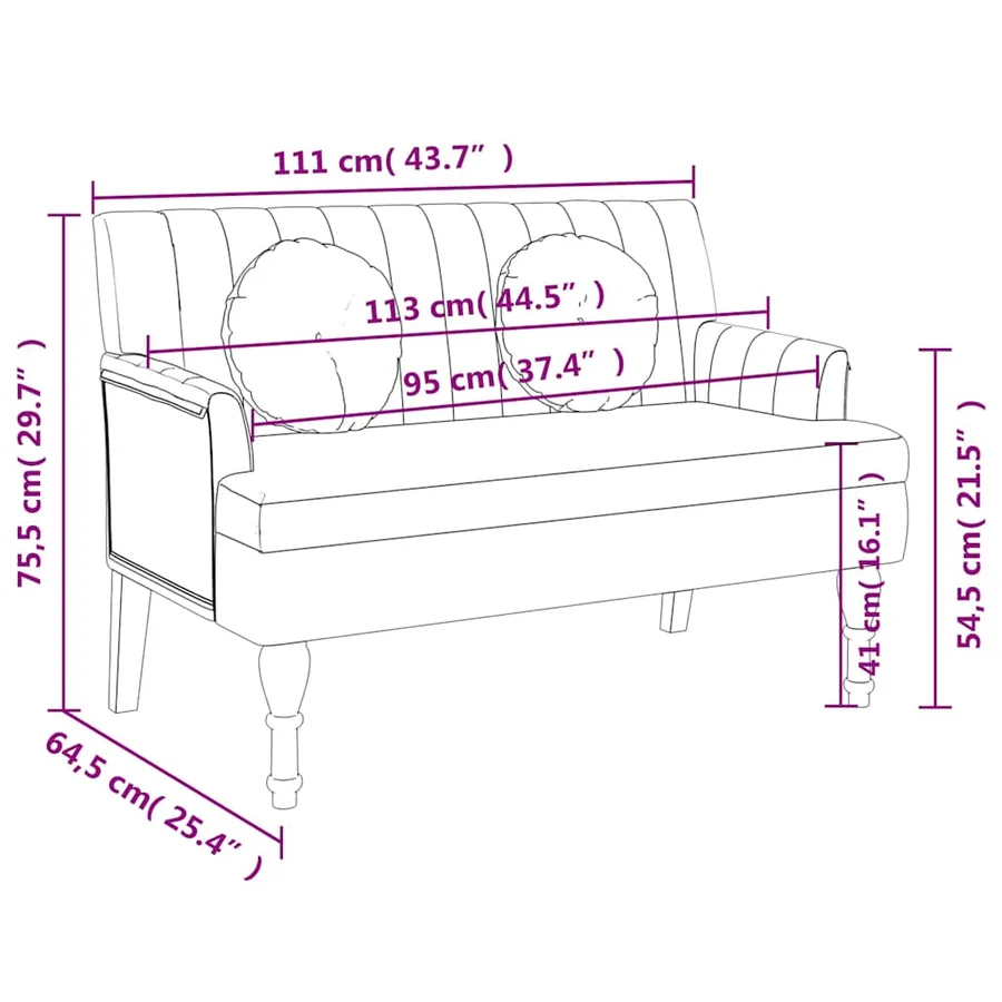 Banc avec coussins vert foncé 113x64,5x75,5 cm tissu - 9