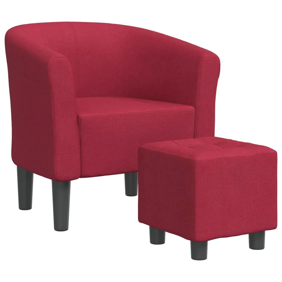 Chaise cabriolet avec repose-pied rouge bordeaux tissu - 2