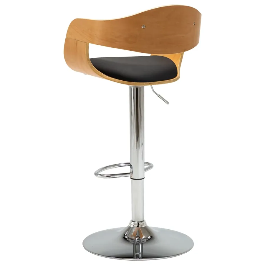 Tabouret de bar Noir Bois courbé et similicuir - 5