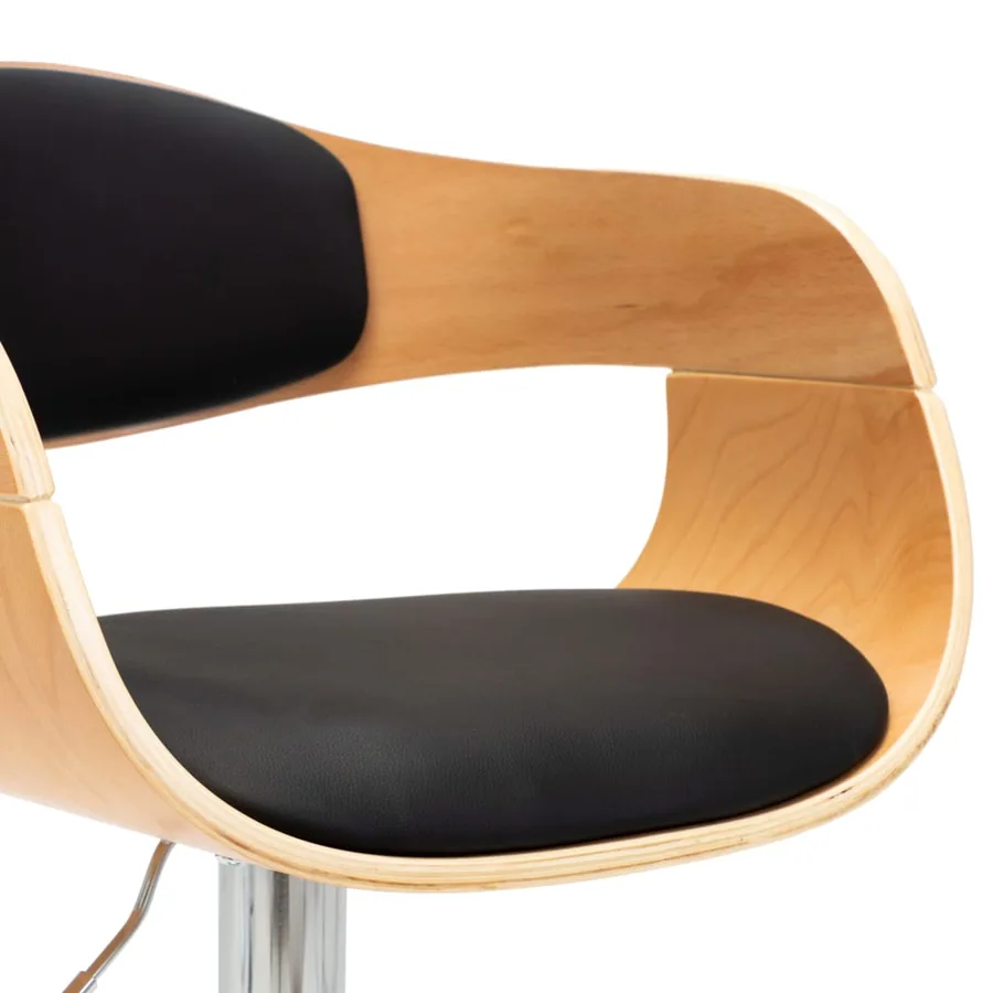 Tabouret de bar Noir Bois courbé et similicuir - 6