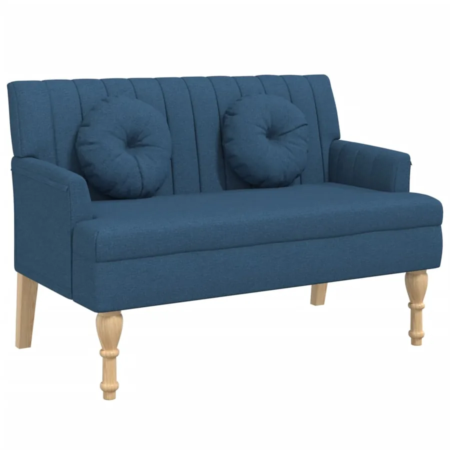 Banc avec coussins bleu 113x64,5x75,5 cm tissu - 2