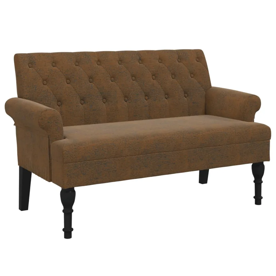 Banc avec dossier marron 120x62x75,5 cm similicuir daim - 2