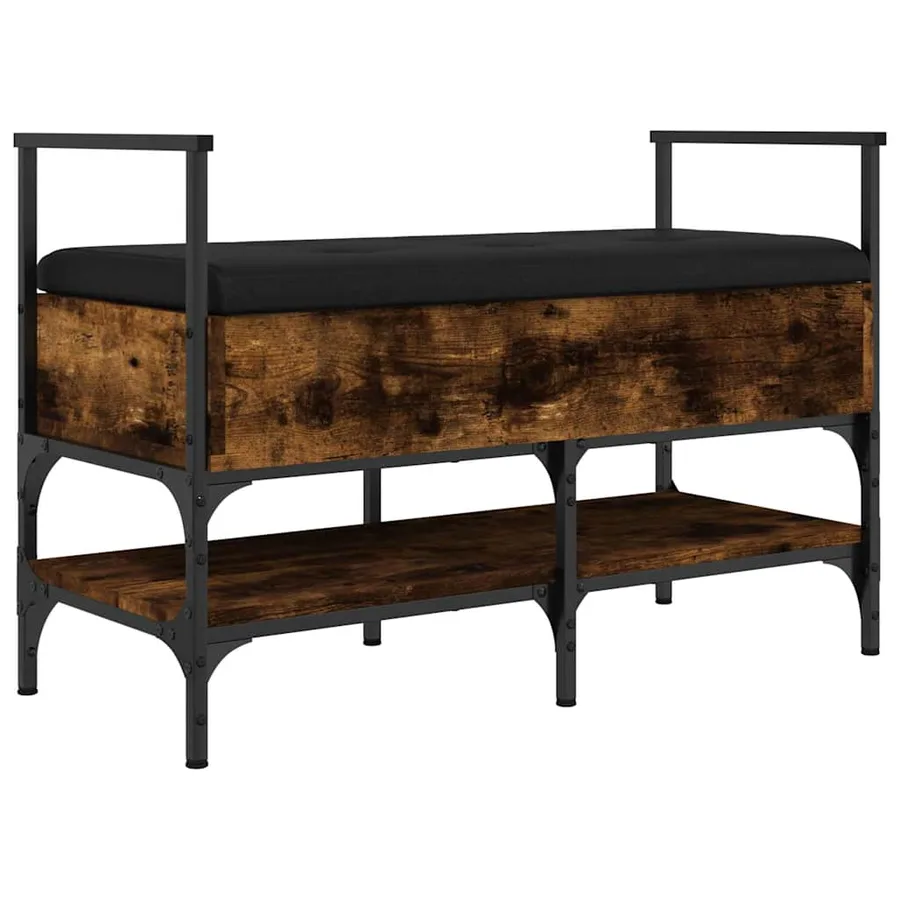 Banc à chaussures chêne fumé 85,5x42x57,5 cm bois d'ingénierie - 2