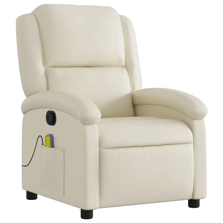 Fauteuil de massage inclinable en similicuir crème - 3