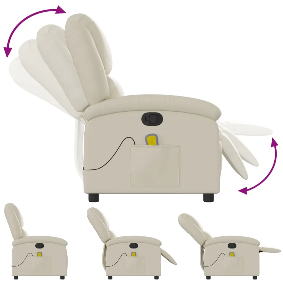 Fauteuil de massage inclinable en similicuir crème - 5