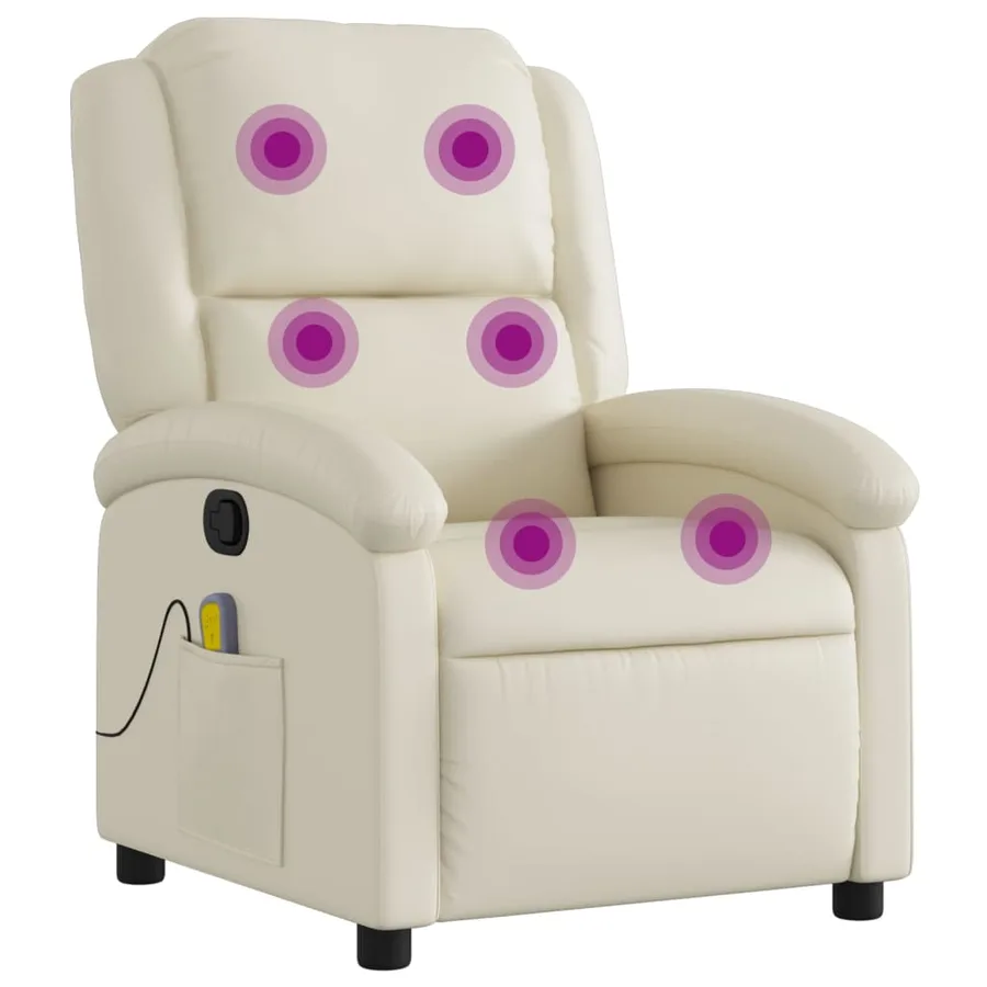 Fauteuil inclinable de massage Crème Similicuir - 2