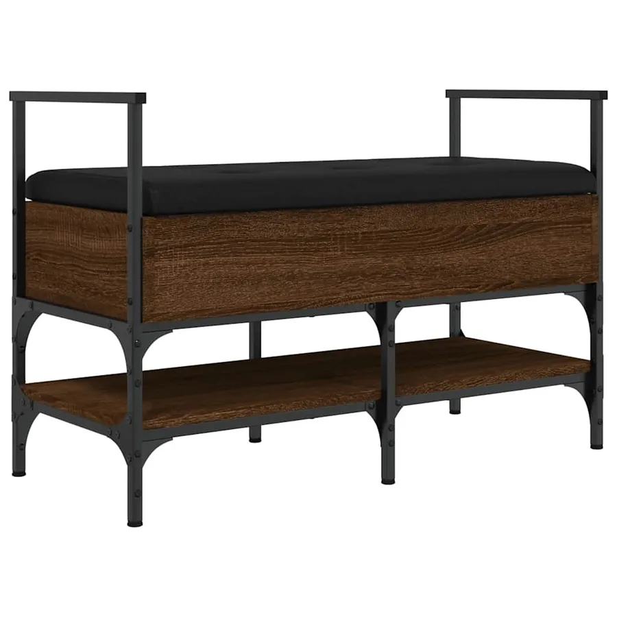 Banc à chaussures chêne marron 85,5x42x57,5cm bois d'ingénierie - 2