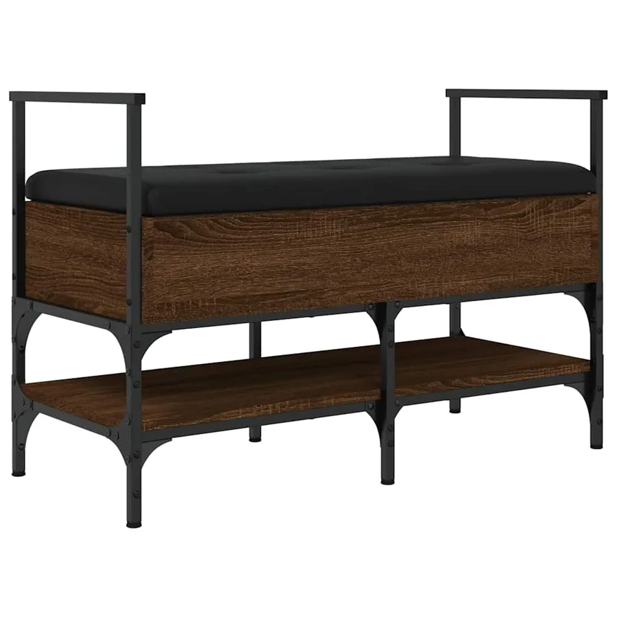 Banc à chaussures chêne marron 85,5x42x57,5cm bois d'ingénierie - 8