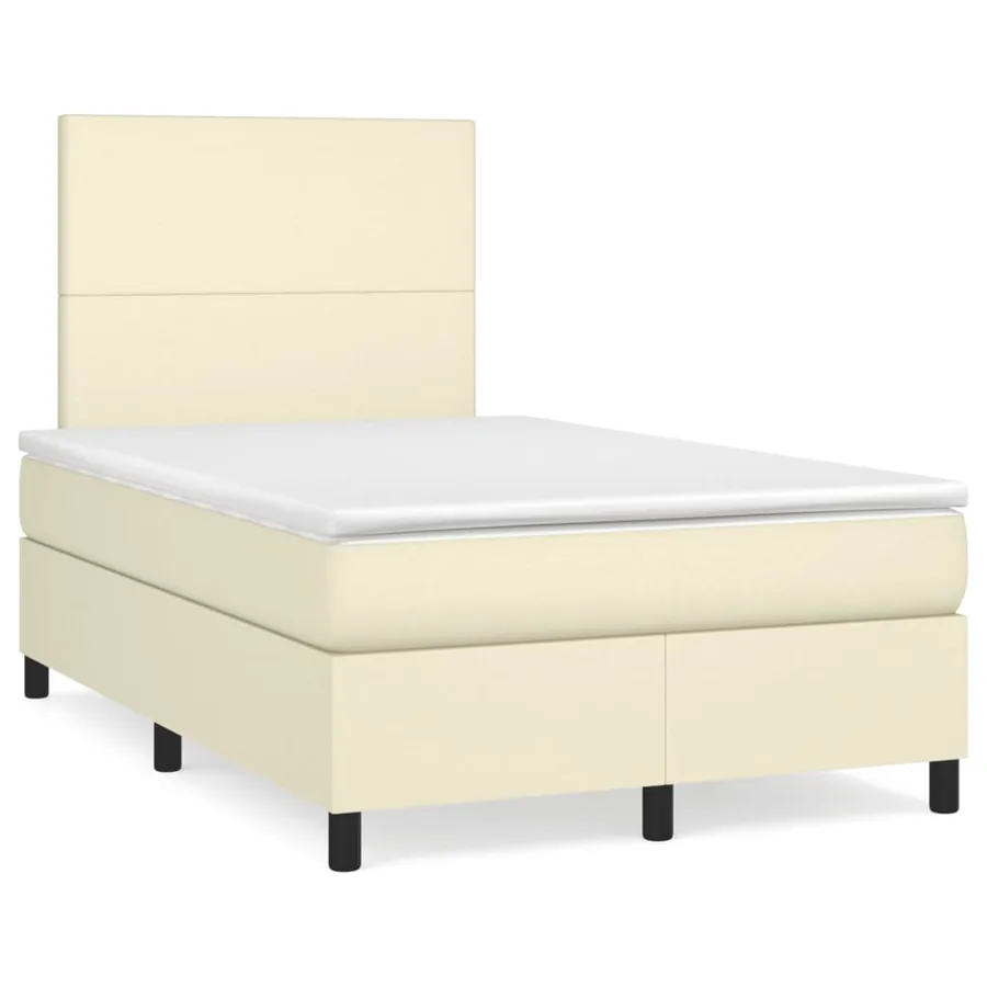 Sommier à lattes de lit avec matelas Crème 120x200cm Similicuir - 2