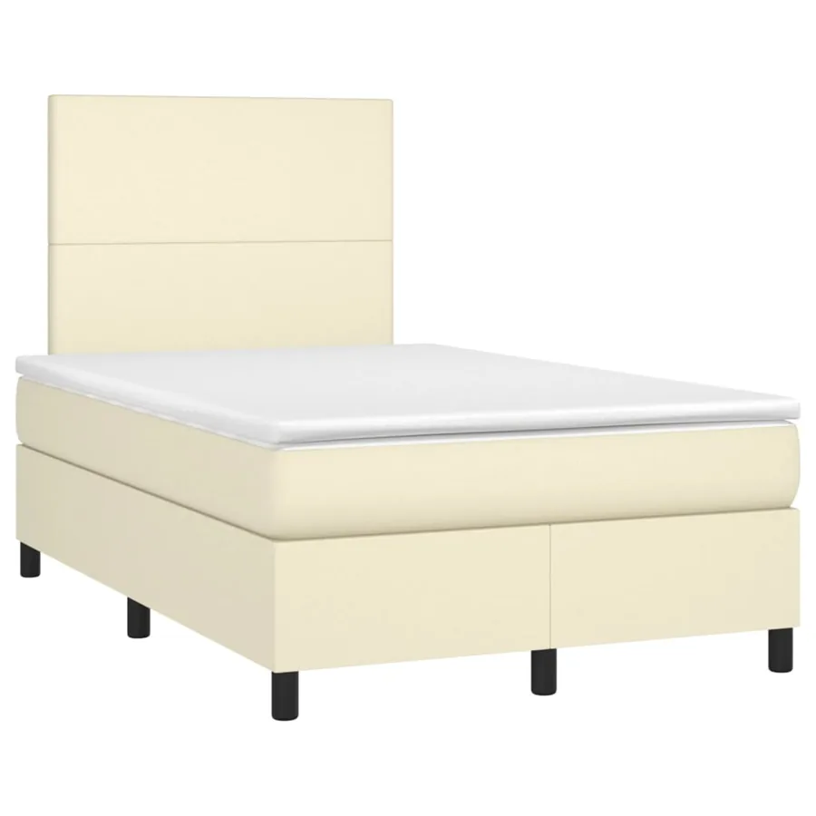 Sommier à lattes de lit avec matelas Crème 120x200cm Similicuir - 3