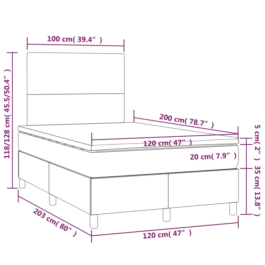 Sommier à lattes de lit avec matelas Crème 120x200cm Similicuir - 6