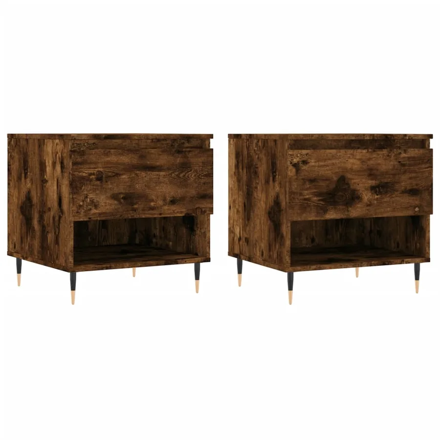 Tables basses 2 pcs chêne fumé 50x46x50 cm bois d'ingénierie - 2