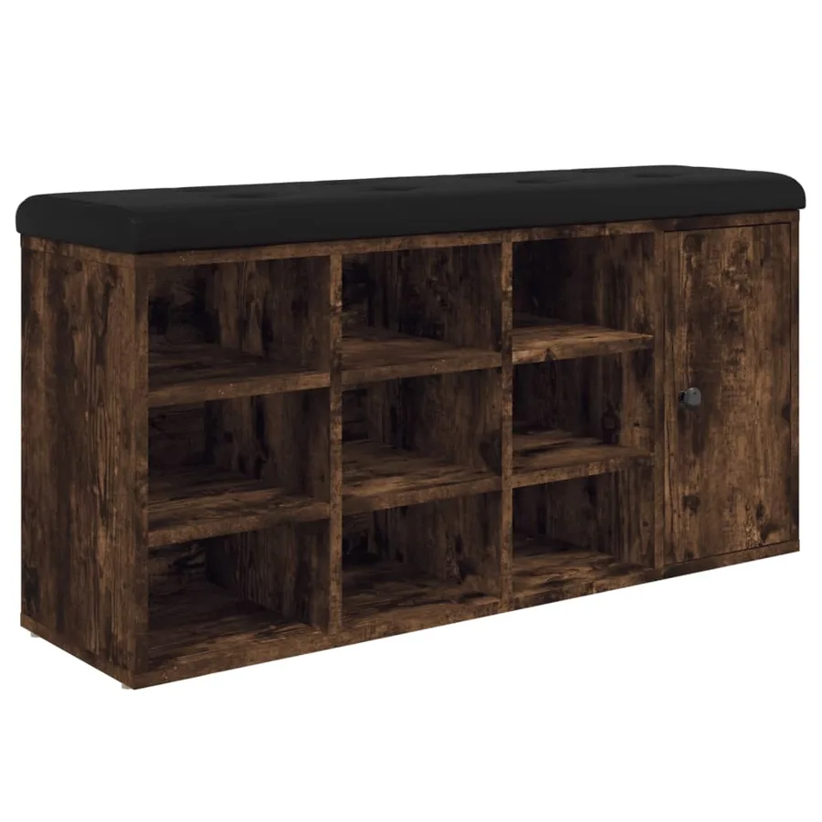 Banc à chaussures chêne fumé 102x32x50 cm bois d'ingénierie - 2