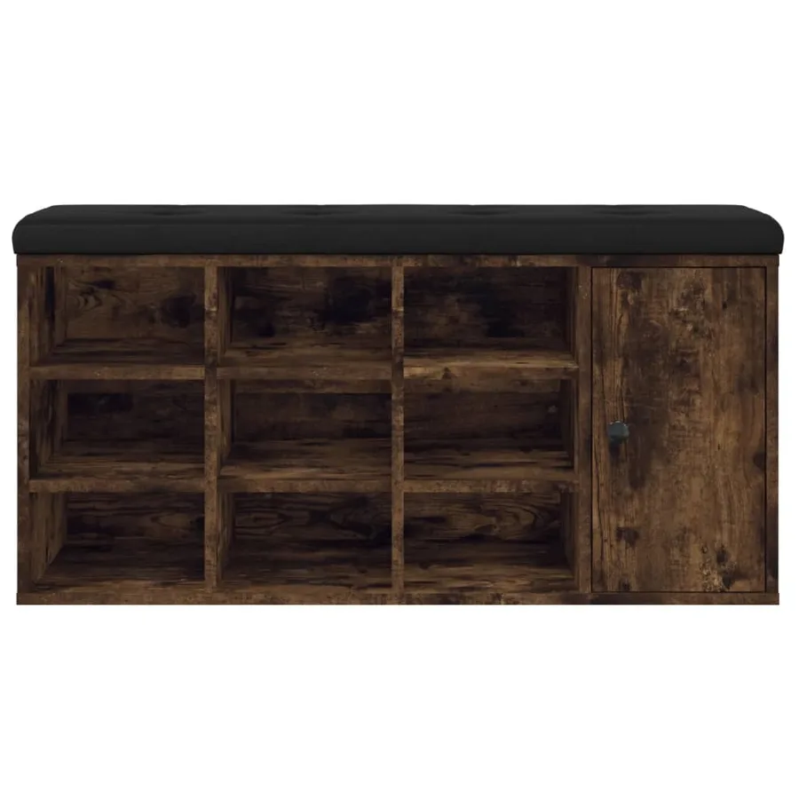 Banc à chaussures chêne fumé 102x32x50 cm bois d'ingénierie - 5