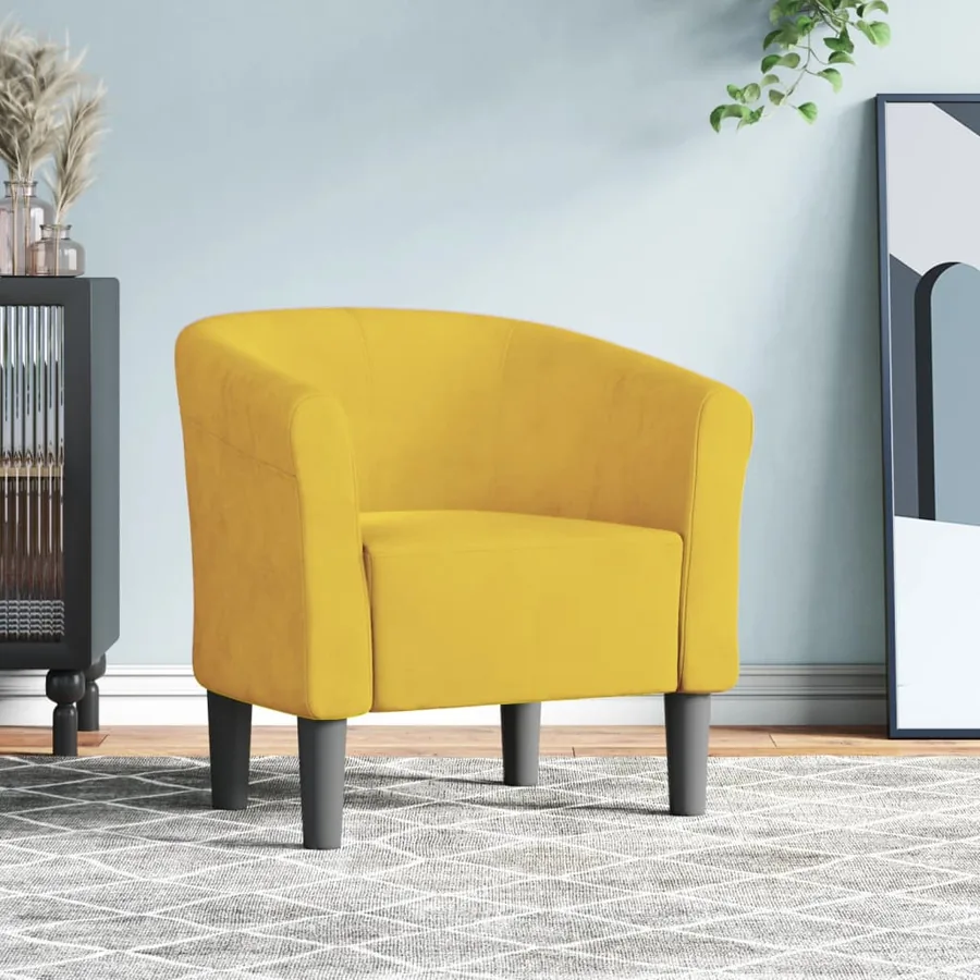 Chaise cabriolet jaune velours