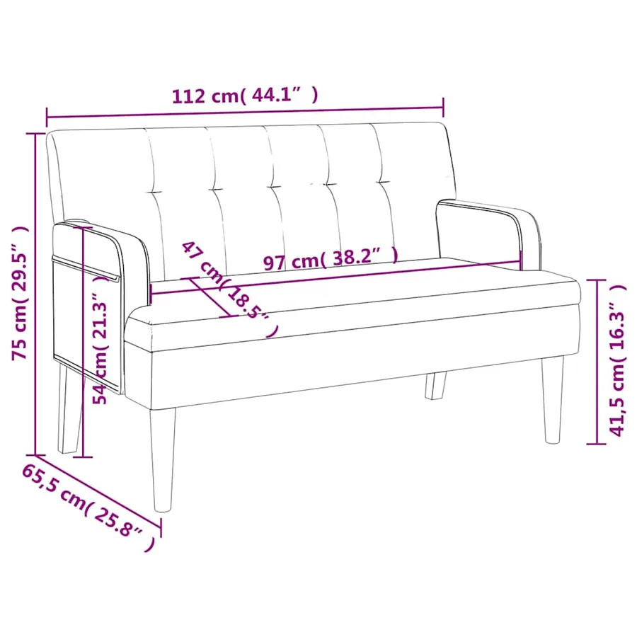 Banc avec dossier marron 112x65,5x75 cm similicuir daim - 8