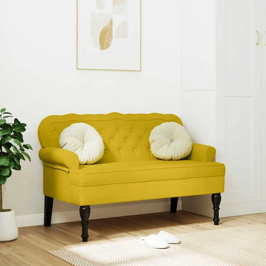 Banc avec dossier jaune 119,5x64,5x75 cm velours