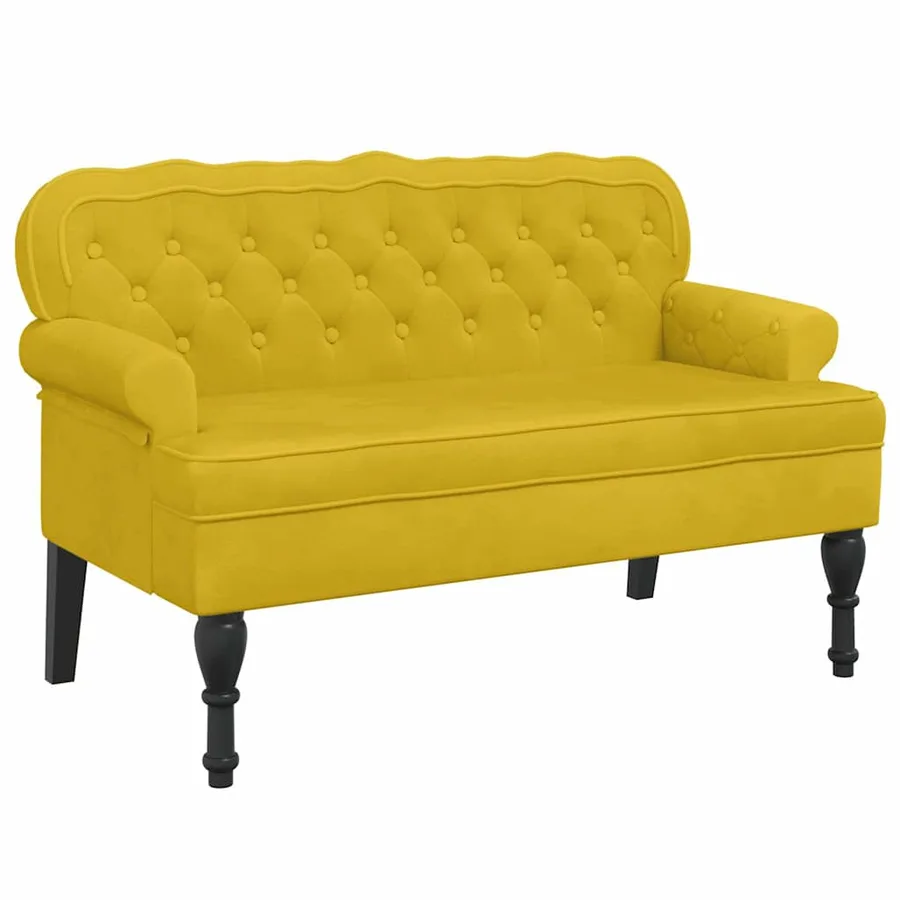Banc avec dossier jaune 119,5x64,5x75 cm velours - 2