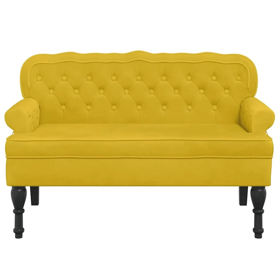 Banc avec dossier jaune 119,5x64,5x75 cm velours - 3