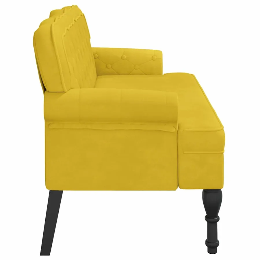 Banc avec dossier jaune 119,5x64,5x75 cm velours - 4