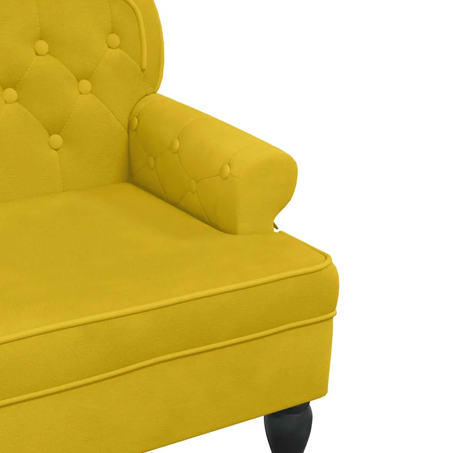 Banc avec dossier jaune 119,5x64,5x75 cm velours - 6