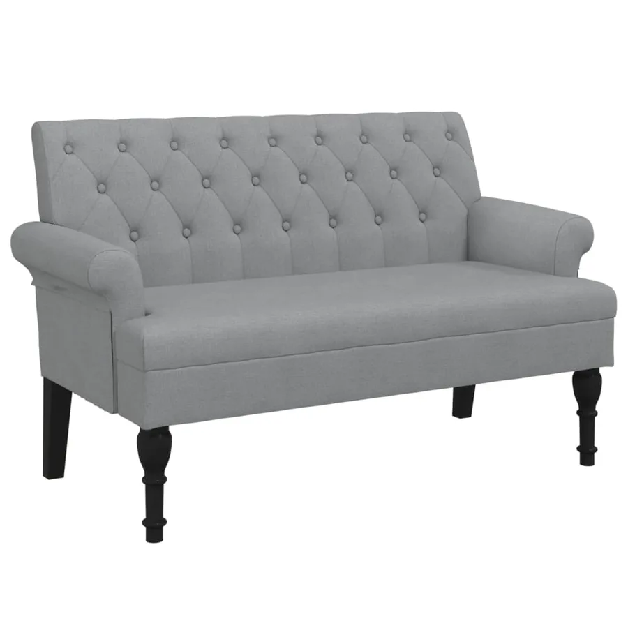 Banc avec dossier gris clair 120x62x75,5 cm tissu - 2