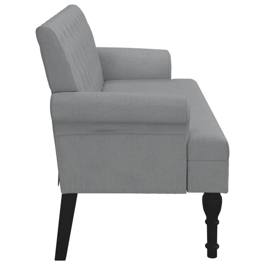 Banc avec dossier gris clair 120x62x75,5 cm tissu - 4