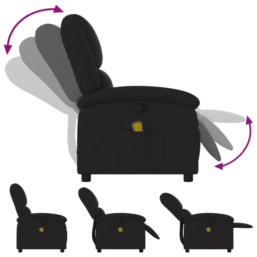 Fauteuil de massage inclinable en tissu noir - 5